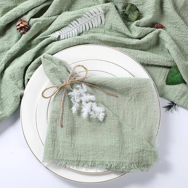 BOXIZ 50 servilletas de algodón de Gasa Verde de Navidad, Reutilizables, para decoración de Mesa de Boda, Fiesta, Retro, 42 x 42 cm — Hogar y cocina