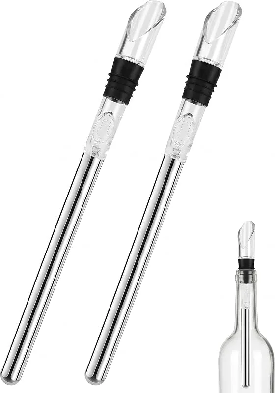 BTACGWP Enfriador de Botellas de Vino, 2 Varillas Acero Inoxidable, Barra de Enfriamiento Antigoteo, Refresca al Instante sin Diluir, Ideal para Fiestas y Uso Doméstico — Vino y mesa festiva
