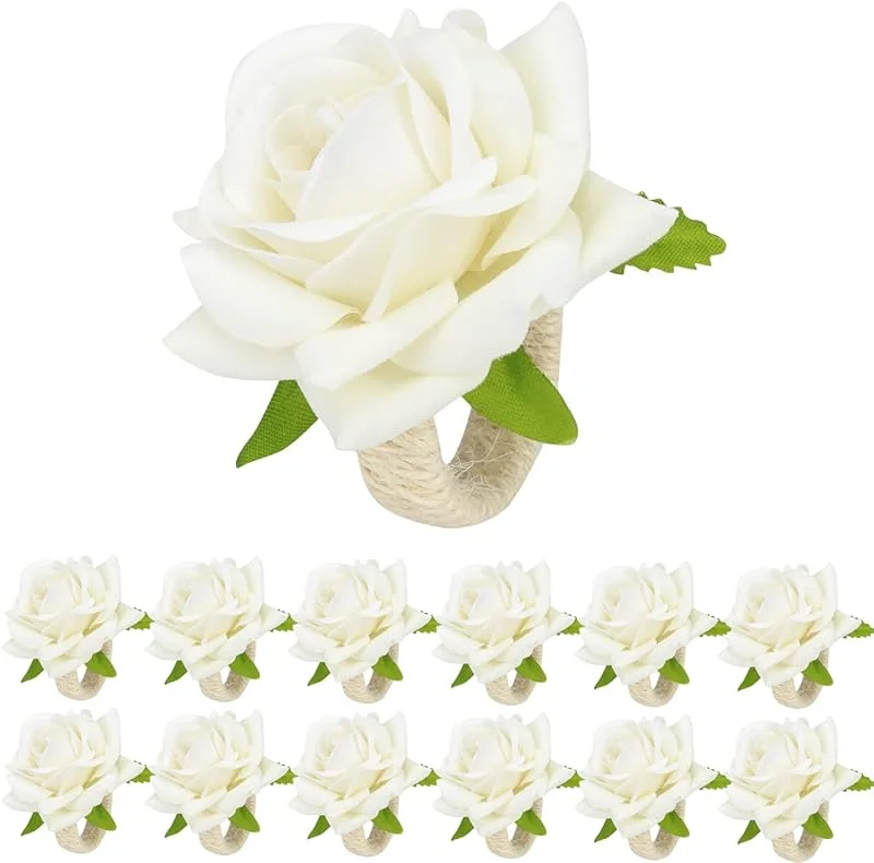 Visita la tienda de HuaLiSiJi 12Piezas Servilleteros Individuales Servilleteros de Flores, Anillos Servilletas Navidad para Boda, Fiesta, Hotel, Restaurante, Decoración de Mesa (Blanco) — Adviento y mesa