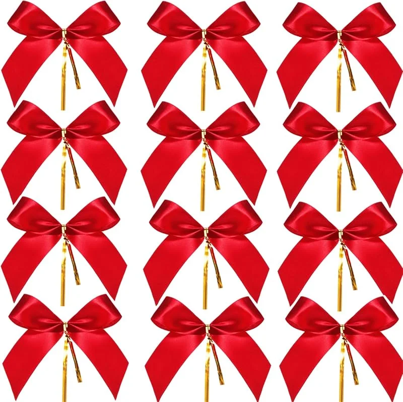 Sumind 48 Lazo de Navidad Rojo Corona, 10, 8 cm x 9, 5 cm — Envoltorio regalo