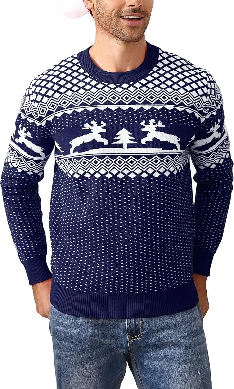 YesFashion Feo Navidad Suéter Socio Divertido Jersey Navidad Con Renos Alce Invierno Navidad Suéter De Punto Para Mujer Y Hombre — Ropa Navidad