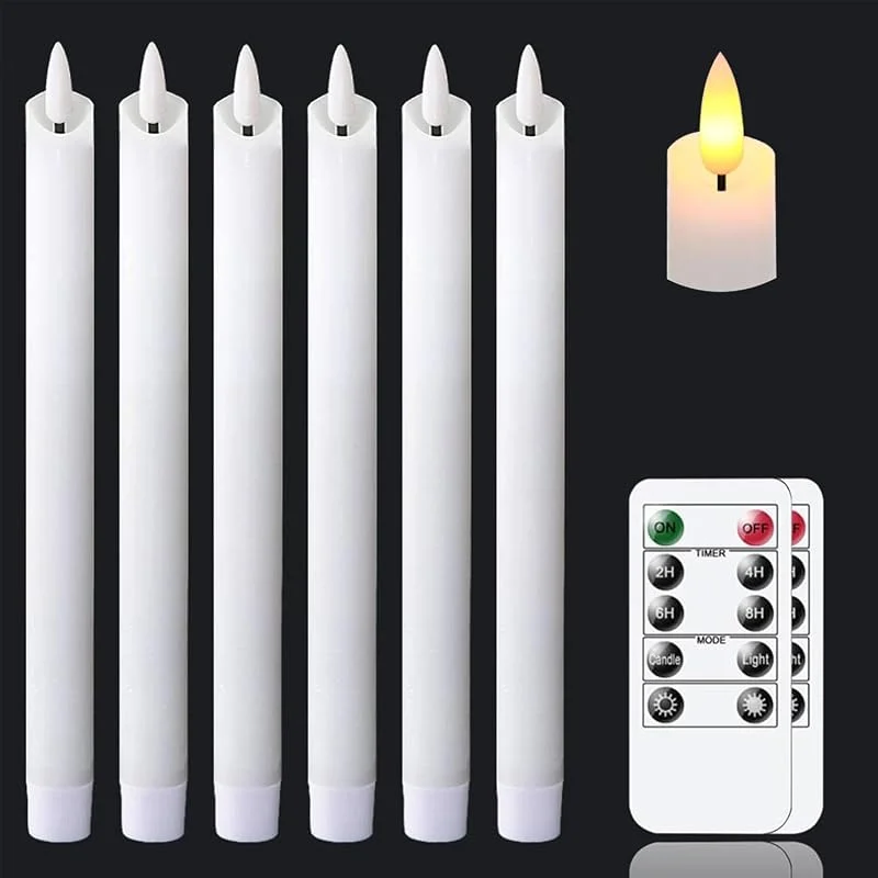 Visita la tienda de salipt Velas LED Largas Sin Llama, Velas a Pilas, Decorativas y Seguras para Fiesta, Navidad, Boda, Hogar e Iglesia, Blanco, Pack de 6 — Cena a la luz de velas