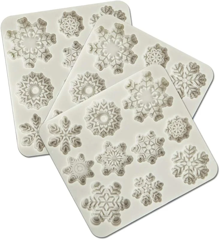 VEINARDYL 3 Molde de Silicona para Fondant, 3D Molde de Copo de Nieve de Navidad Decoración de Pasteles de Sugarcraft Cupcake de Cumpleaños Proyectos de Artesanía Azúcar Pasta de goma Resina Arcilla polimérica — Hogar y cocina