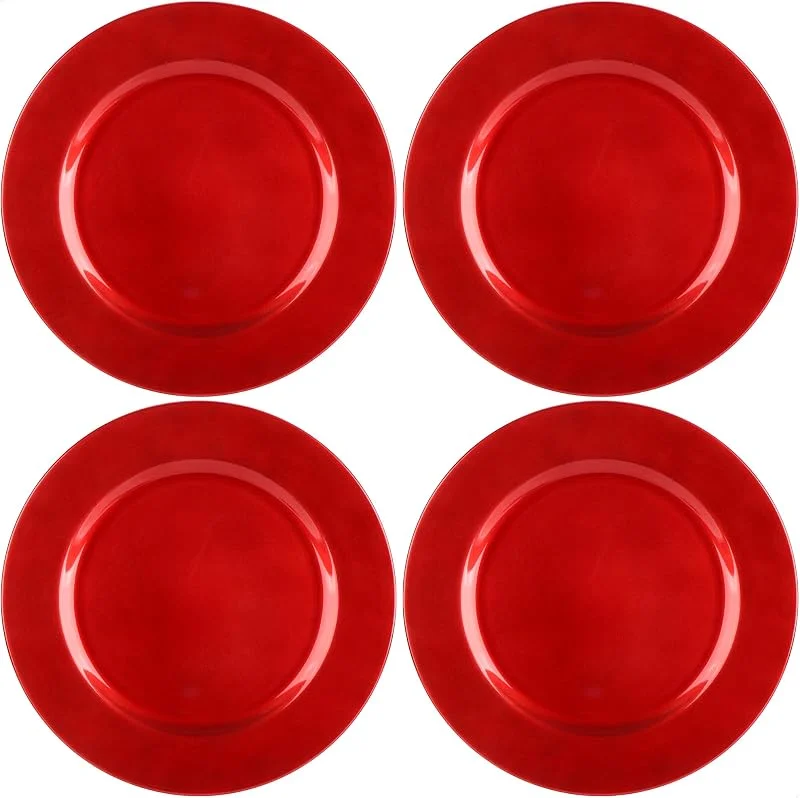 Visita la tienda de com-four com-four® 4x Platos de Carga en Rojo Brillante, Platillos monocromáticos — Adviento y mesa