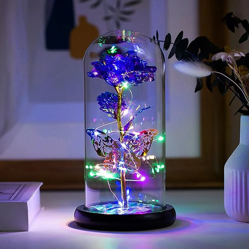 Fespcj Rosas mariposa metálica de color con batería AAA iluminación de campamento de iluminación conveniente para llevar Ambiente romántico luces de fiesta de cumpleaños decoración de fiesta de cumpleaños — Cena a la luz de velas