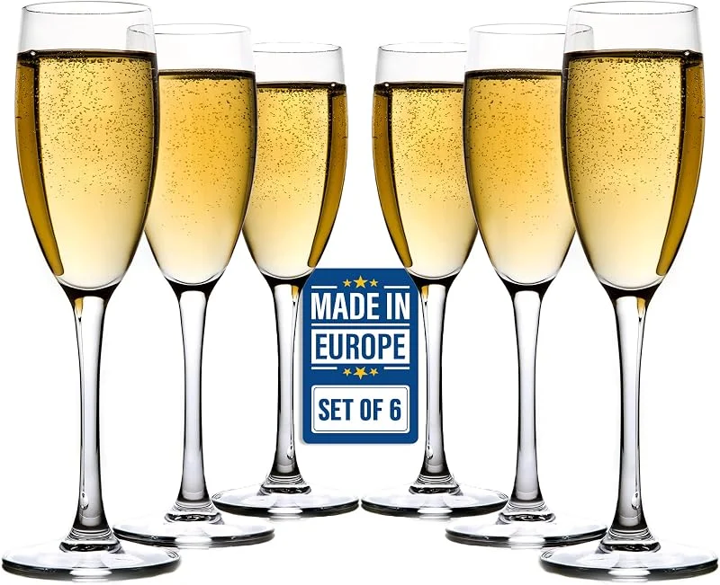 Volarium CRYSTALIA Premium Calidad Copas Cava, Copas Flauta Champán, Set 6, 1900 ml, 100% SIN PLOMO Copa de Champagne, Copa Cava, Copas de Boda, Copas de Champan y Vino, Copas de Vino, Copas de Cava Cristal — Vino y mesa festiva