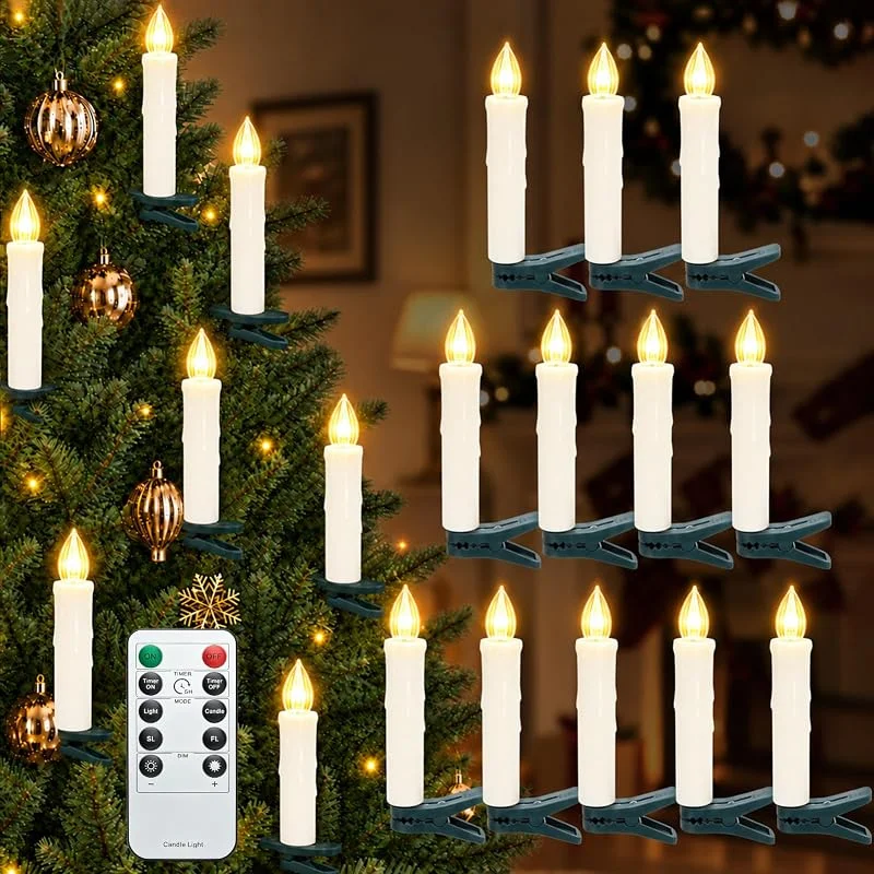 echosari 12 velas LED inalámbricas para árbol de Navidad con función de temporizador — Luces Navidad