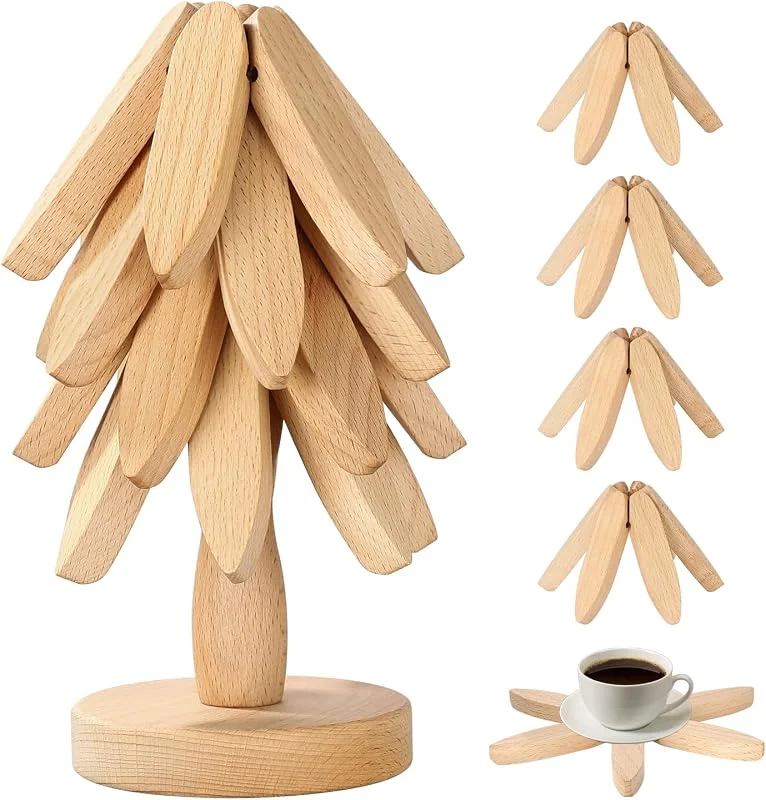 Visita la tienda de Eolax Salvamanteles de Madera, Juego de Posavasos con Diseño de Árbol de Navidad, Almohadillas Protectoras Resistentes al Calor para Mesa, Decoración Navideña para Cocina y Comedor — Adviento y mesa