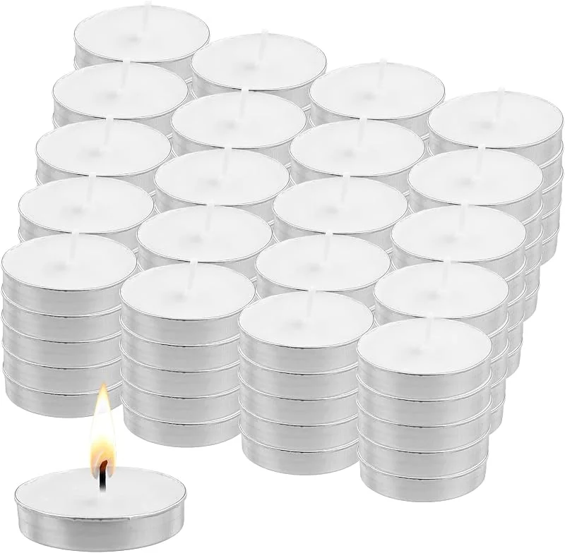 MERVYNGLYNNHUNTER Paquete grande de velas de té, 100 unidades, color blanco — Cena a la luz de velas
