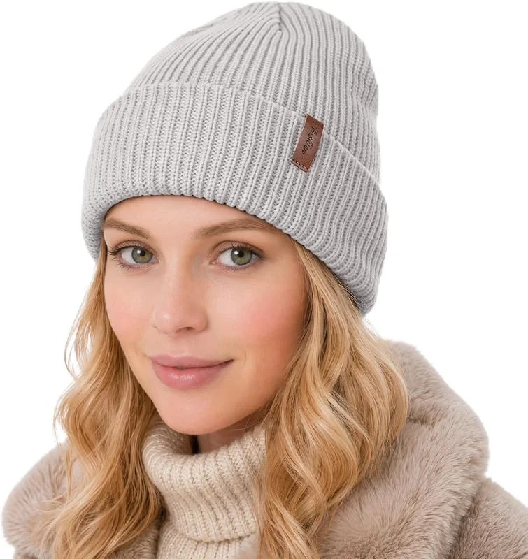 Visita la tienda de Vijamiy Gorro de punto cálido para padres e hijos con parche de piel para hombres, mujeres y niños a partir de 2 a 10 años, ideal para otoño e invierno para desplazamientos, viajes a la escuela — Ropa Navidad