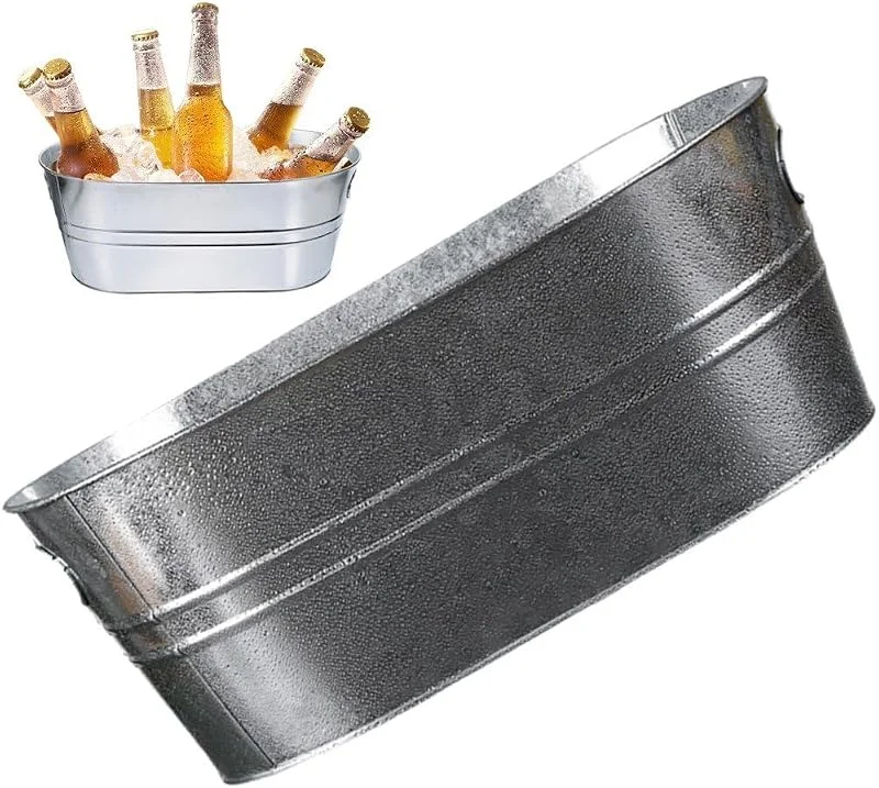 Ymxygz Cubo De Hielo Cubo De Hielo Cubos Grandes De Metal Para Bebidas Para Fiestas Bañera Para Bebidas Con Cerveza Con Asas De Transporte Para Cócteles Con Champán Enfriamiento De Vino Para Suministros De — Vino y mesa festiva