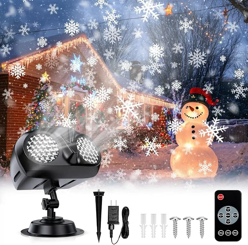 RANJIMA Proyector de Navidad para exteriores, proyector dinámico LED con mando a distancia, proyector de Navidad resistente al agua, iluminación de Navidad, exterior para jardín, ventana, patio — Luces Navidad