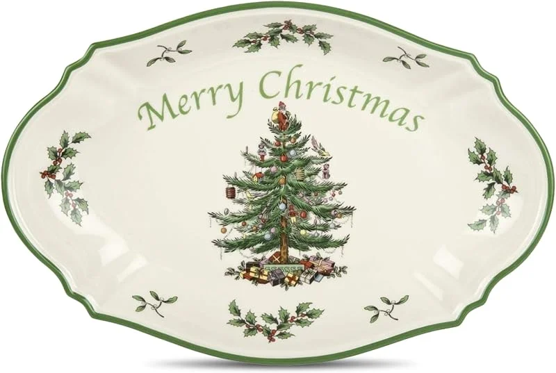 Spode Árbol de Navidad Merry Christmas Tree Tray (Verde) — Adviento y mesa