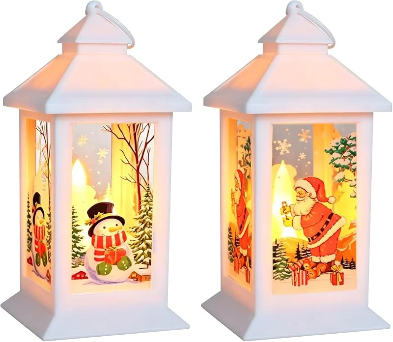 Xevinas 2 farolillos de Navidad LED, decoración navideña iluminados para interior — Cena a la luz de velas