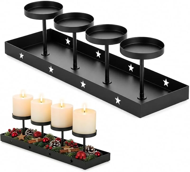 MIUUIPI Corona de Adviento, portavelas, bandeja para velas, soporte para velas — Adviento y mesa