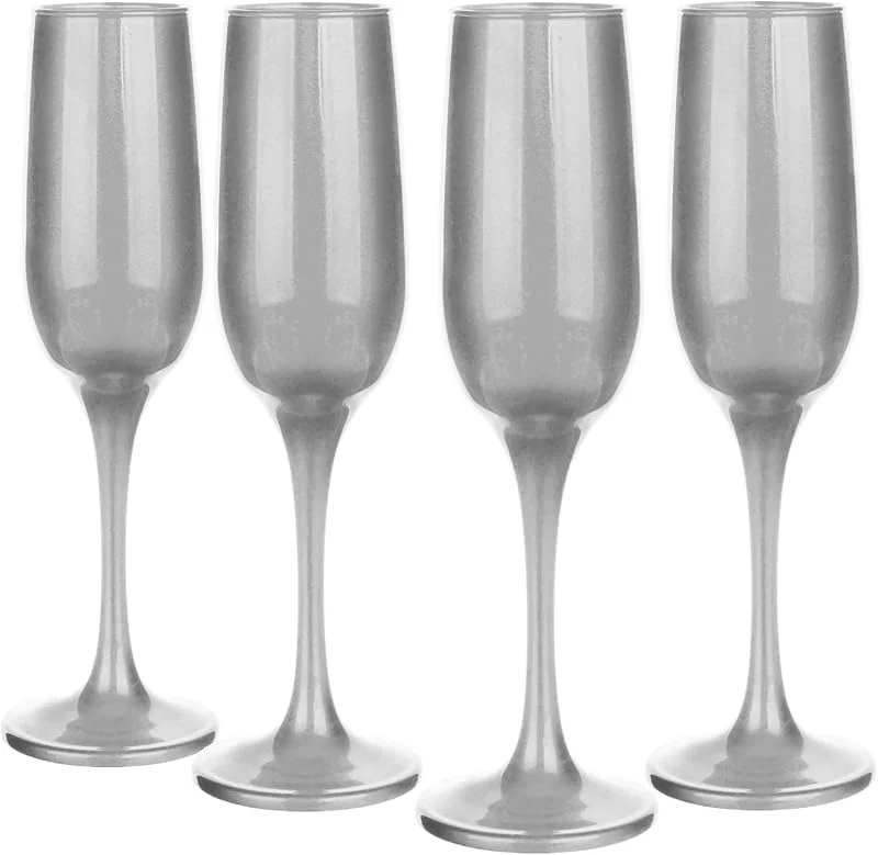 Visita la tienda de Glasmark KROSNO 1992 Glasmark Krosno Juego de 4 vasos de 0, 2 litros para vino espumoso, copas de champán, copas de champán, copas de champán, copas de vino espumoso, copas de vino plateadas, 4 x 200 ml — Vino y mesa festiva