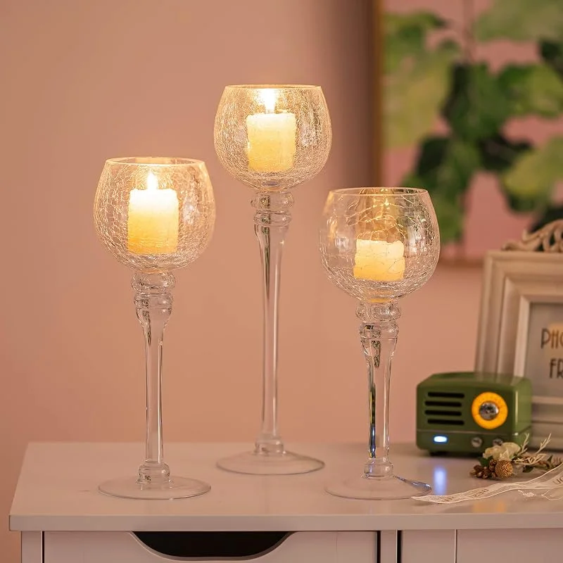Romadedi Juego de 3 portavelas de cristal, 23, 5, 25, 5, 31, 5 cm, para velas de té, decoración de salón, mesa, boda, habitación — Adviento y mesa