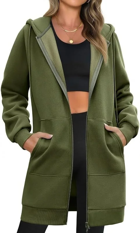 Visita la tienda de Tuopuda Tuopuda Mujer Sudadera con Capucha y Cremallera Casual Chaqueta Larga de Lana para Primavera-otoño Invierno Sweatshirt — Ropa Navidad