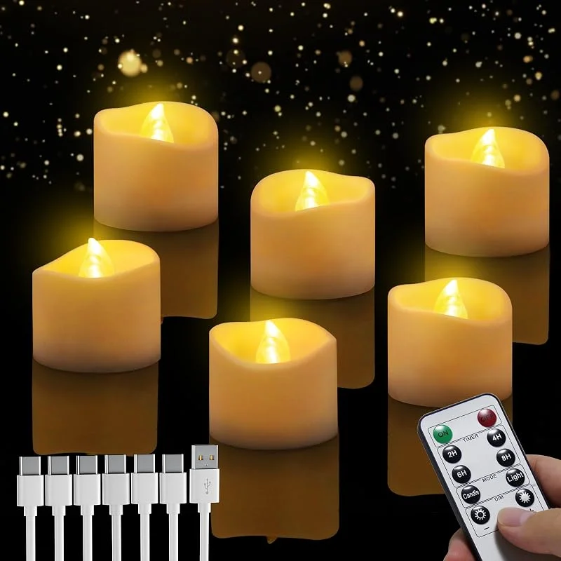 daphomeu Velas LED recargables, temporizador, mando a distancia para — Luces Navidad