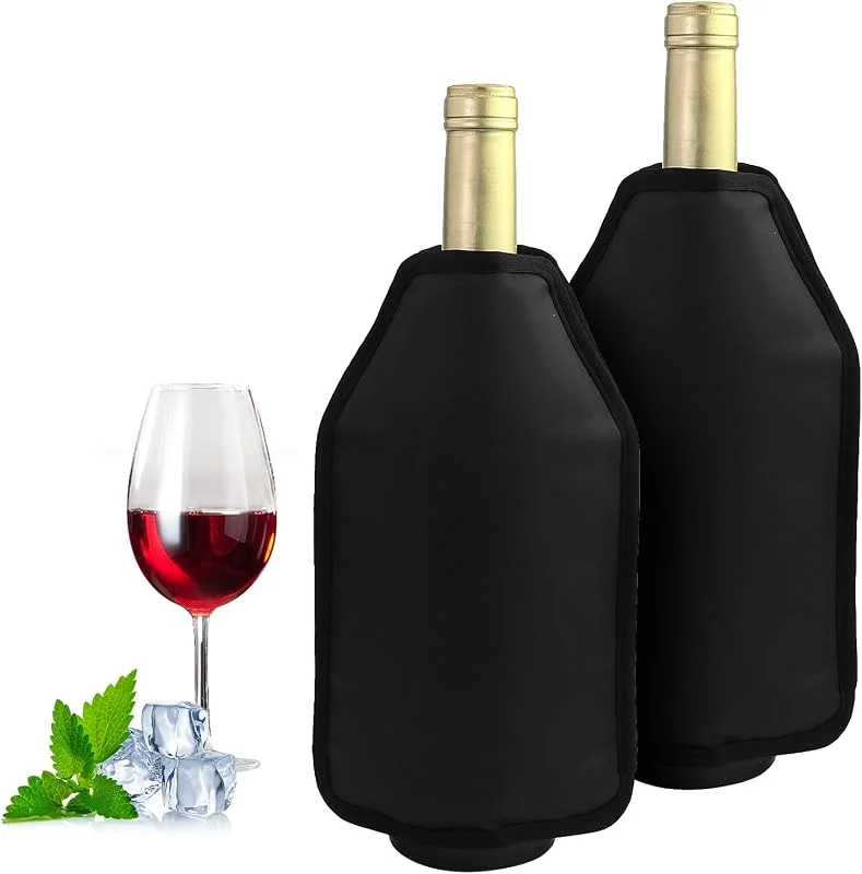 CARANNACLTD 2 Piezas Enfriadora de Botella de Vino, Enfriador Rápido para Vino Cubierta Refrigeradora Wine Cooler de Gel Refrigerador Bolsa Enfriador para Vino Espumoso Champán Cerveza — Vino y mesa festiva
