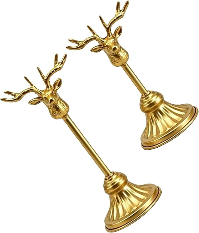 PRETYZOOM 2 Piezas Candelabro Europeo de Ciervo Dorado, Metal Mate — Cena a la luz de velas