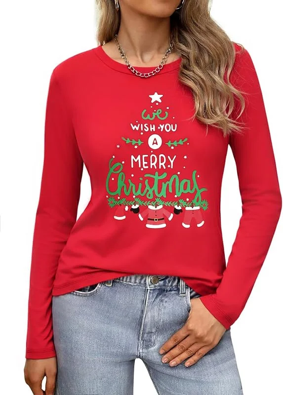 Visita la tienda de Gyabnw Gyabnw Camisa Navideña Mujer Manga Larga Cuello Redondo — Ropa Navidad