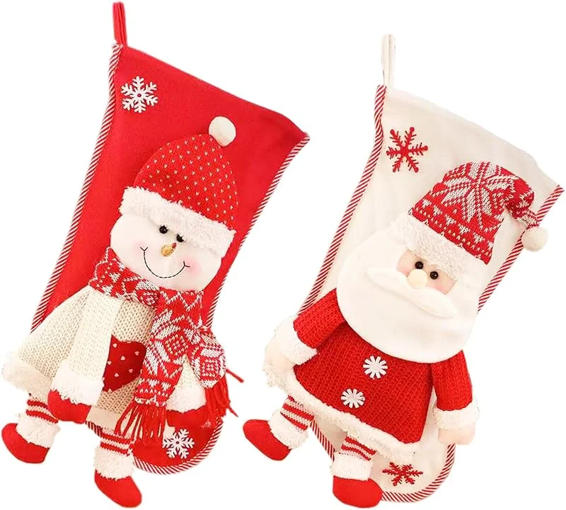 Wuuooei Calcetines de Árbol de Navidad 2pcs 45CM Grande Calcetines de Navidad Chimenea Calcetines de Navidad para Colgar Medias Navideñas Medias de Regalo de Saco de Navidad para Decoración Navideña — Decoracion Navidad