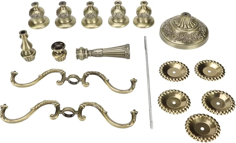 Visita la tienda de Wifehelper 5 brazos Candelabro de 5 brazos candelabro decoración candelabro alto cónico vela luz bronce antiguo candelabro Prop Romance boda Metal Cuentas — Cena a la luz de velas