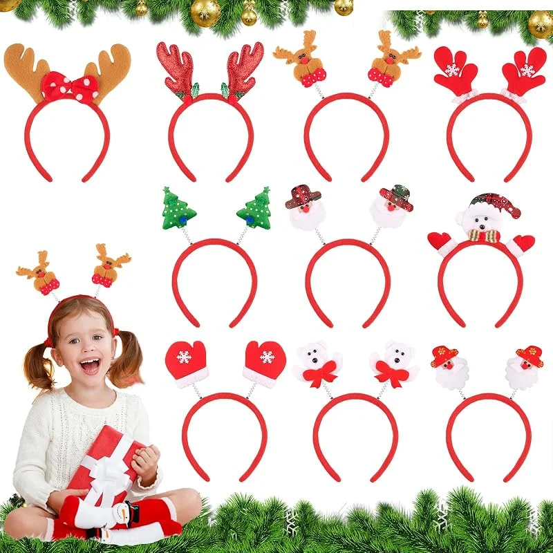 HGRGHH Diadema de Navidad, 10 Piezas Diademas de Navidad, Diadema Navidad para Niños Adultos, Diadema de Renos para Navidad Carnaval Cosplay Fiesta — Ropa Navidad