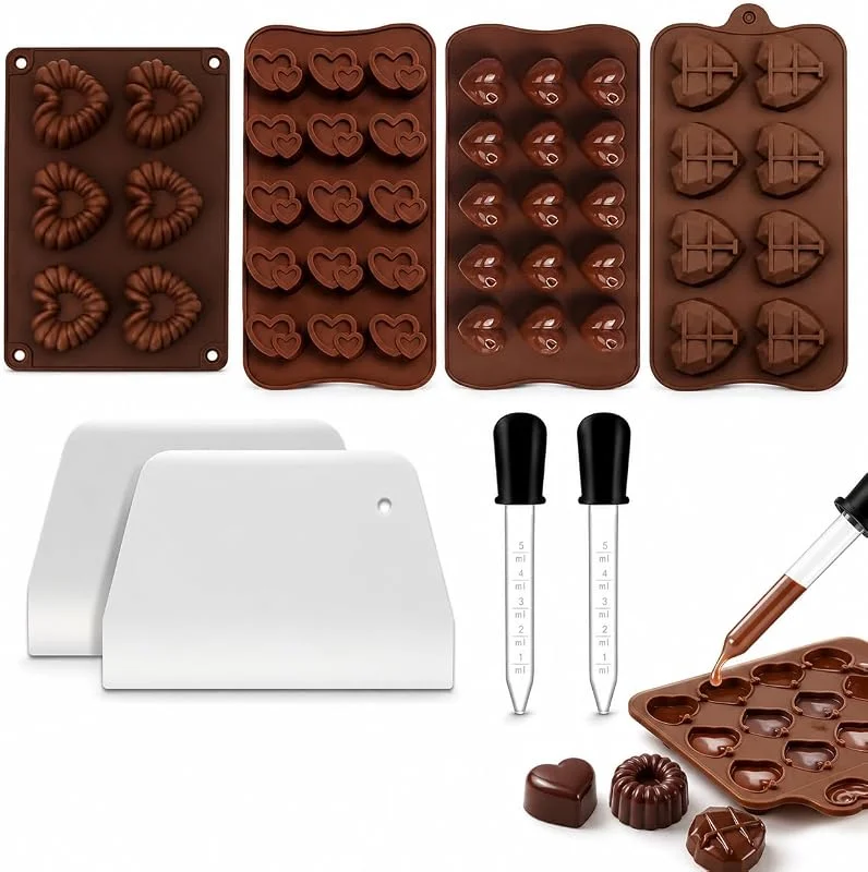 DUGEGAYL Moldes Corazón de Silicona -6 Pcs Juego de Moldes para Bombones, Chocolates y Turrones, Día de los Enamorados，para Fiesta de Navidad de San Valentín — Hogar y cocina