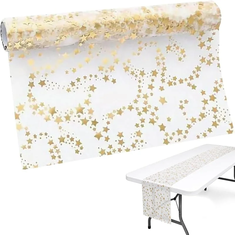 KIMHOME Camino de mesa Gold Star, organza para fiesta de Navidad — Hogar y cocina