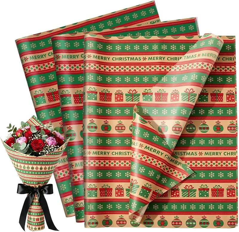 Lvjkes 30 Hojas Papel de Seda Navideño, 50x70cm, para Envolver — Envoltorio regalo