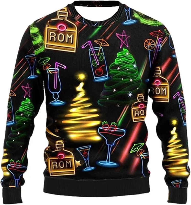 Generic Jersey de Navidad para hombre con estampado 3D de Navidad juvenil, cuello redondo — Ropa Navidad