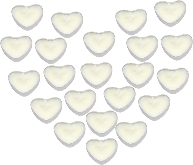 Husalsea Velas de Té Decorativas - Paquete de 50 Velas Blancas, Ideal para Sorpresas Románticas, Decoración de San Valentín y Eventos Especiales, Parafina, 2 Horas de Combustión — Cena a la luz de velas