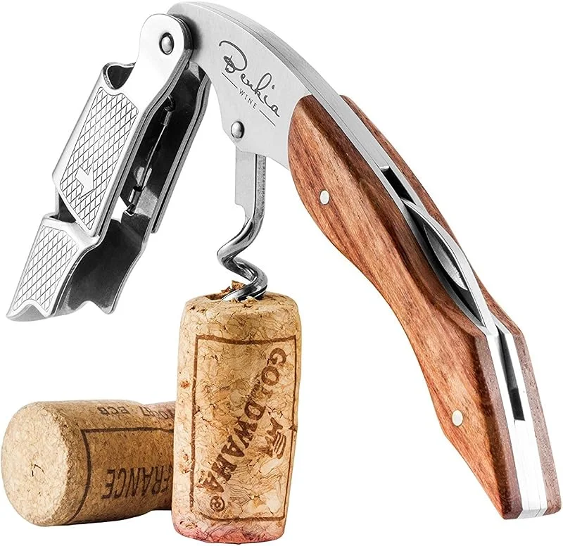 BENKIA Sacacorchos de camarero - Sacacorchos profesional fabricado en acero inoxidable de calidad gastronómica con abrebotellas y cortacápsulas — Vino y mesa festiva