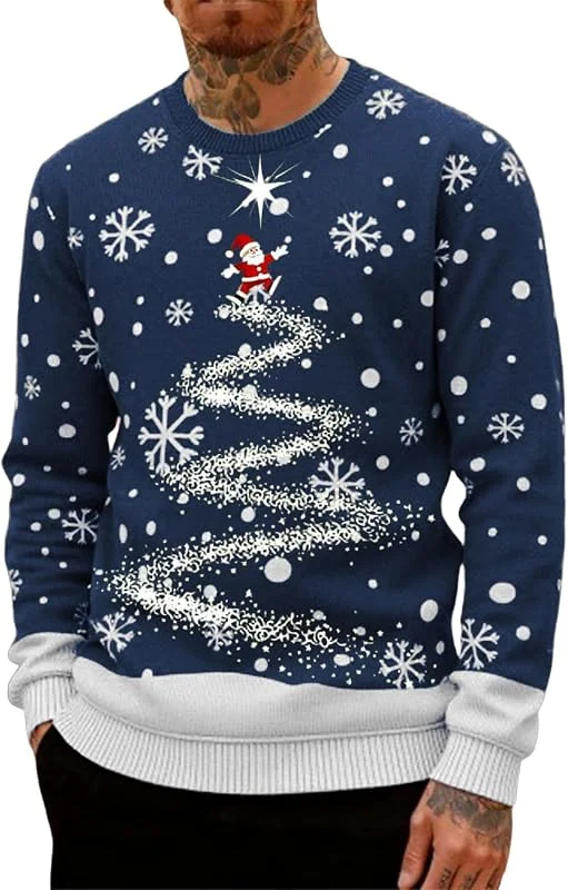 Generisch Jersey de Navidad para hombre Ugly Christmas Sweater Cuello Redondo Manga Larga Jersey Navidad — Ropa Navidad
