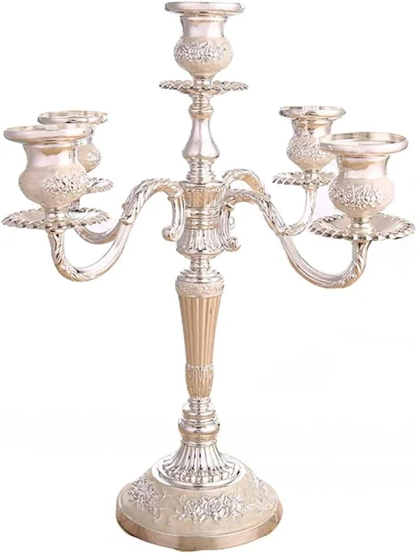 Visita la tienda de Verve Jelly Candelabro de 5 Brazos, de aleación, 32 cm, Macizo, 1, 3 kg, Color Plateado — Cena a la luz de velas