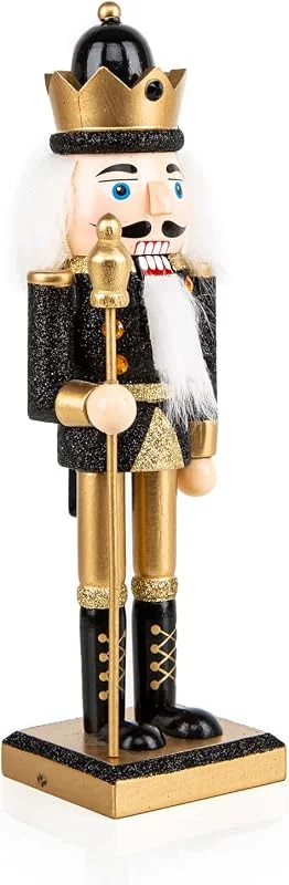 Visita la tienda de Logbuch-Verlag Logbuch-Verlag Cascanueces Decorativo Figura decoración Navidad en Color Dorado y Negro 26 cm - decoración de Navidad Figura de Cascanueces — Decoracion Navidad