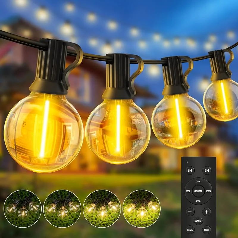 YRATERVSR Guirnalda Luces Exterior Jardín Led 20M G40 Bombillas Exteriores Guirnaldas — Luces Navidad