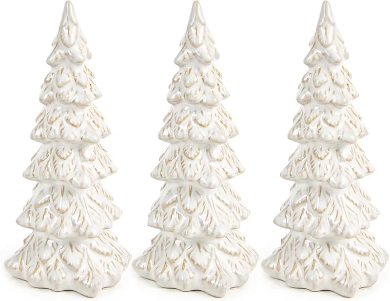 Visita la tienda de Logbuch-Verlag Árboles Decorativos navideños cerámica, 3 Unidades: Figuras Blancas para decoración Navidad Interior, Adorno Mesa Adviento Invierno, decoración hogar Moderna, árbol pequeño Elegante, 15 x 6, 5 cm — Decoracion Navidad