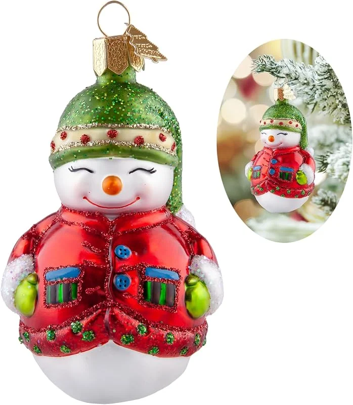 Hzyc Adornos navideños muñeco de nieve de cristal soplado a mano muñeco de nieve decoración de árbol de Navidad decoración colgante de vacaciones fiesta diario regalo — Decoracion Navidad
