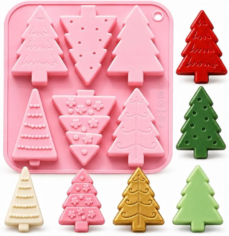 PTaizjjz Molde de Silicona para Árbol de Navidad - Chocolate, Hornear, Jabón, Caramelos, Pasteles, Gelatina - Decoración para Fiestas Familiares — Hogar y cocina