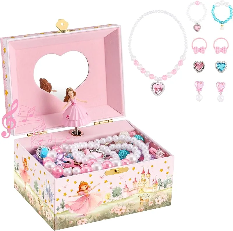 Visita la tienda de ProCase ProCase Caja Musical Niña con Muñeca de Princesa Giratoria (con Joyas) — Envoltorio regalo