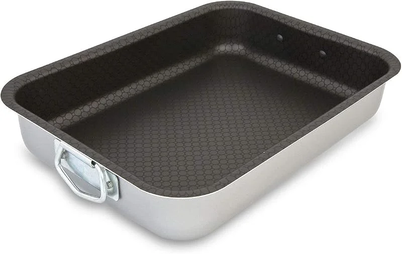 Visita la tienda de Menax Menax - Rustidera para Horno 30 cm, Aluminio Robusto con Triple Recubrimiento Antiadherente, Bandeja Rectangular 30 x 22 x 6 cm para Asar, Hornear y Gratinar, Cocina Casera - Rustidera y Fuente — Hogar y cocina