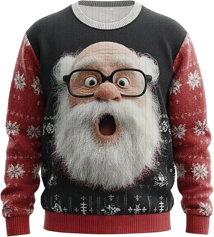 Genérico Jersey de Navidad para hombre, divertido suéter navideño para hombre, suéter de Papá Noel, diseño de Navidad, suéter de Navidad, disfraz de invierno, cálido, suéter de Navidad, hombres — Ropa Navidad
