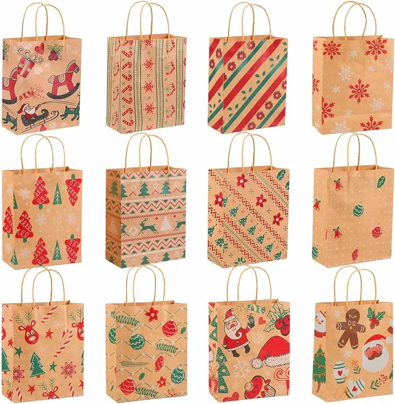 GTDOOCE Bolsas de Regalo Navidad - 24 Piezas Bolsas de Papel para Regalos Navideños — Envoltorio regalo