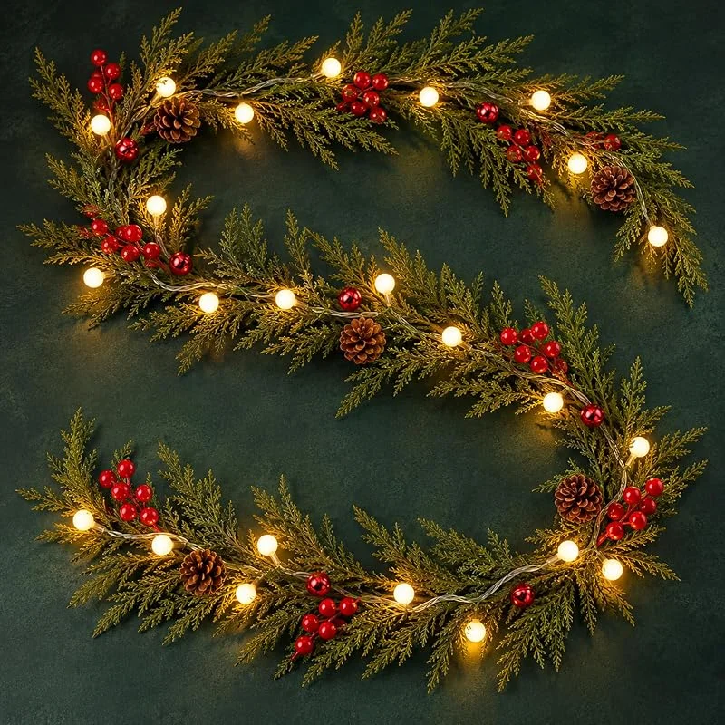 Leikedun 1.8m Guirnalda Navidad con Luces, 20 LED 8 Modos Temp — Decoracion Navidad