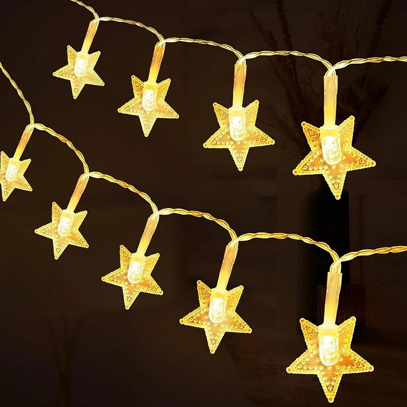 AUAUY LEDs Luces en Cadena, Luces de Hada Estrella, 6M 40LED, Blanco Cálido — Decoracion Navidad