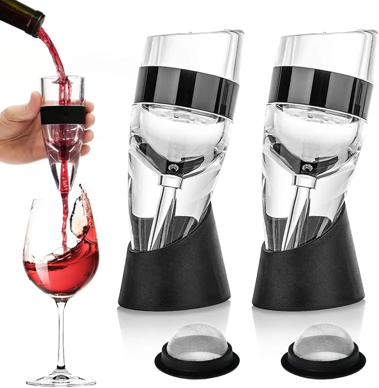 Vegena Vino Aireador, 2 Piezas Aireador de Vino, Decantadores de Vino Aireador Vino, Decantador de Vino con Base, Decantador Vino — Vino y mesa festiva