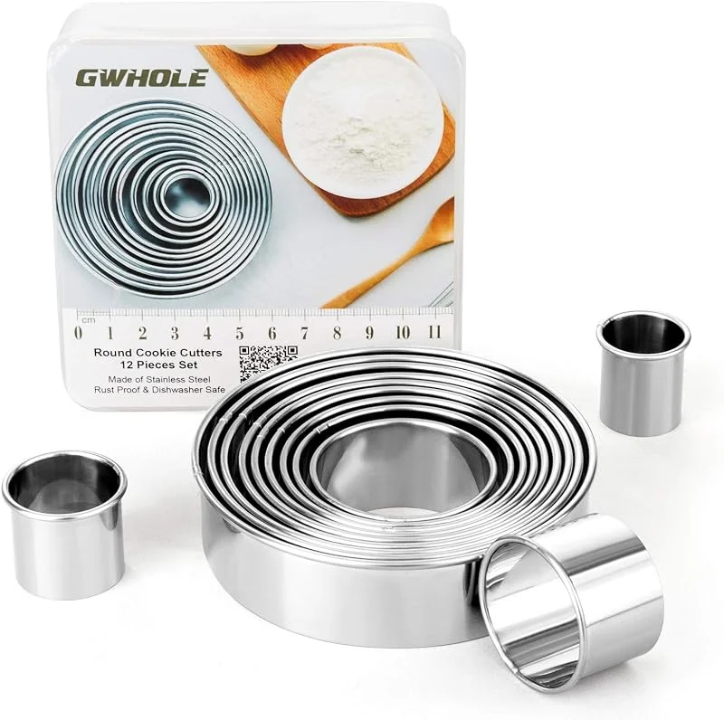 Visita la tienda de GWHOLE GWHOLE 12 Moldes Galletas Redondos de Acero Inoxidable para Reposteria — Hogar y cocina